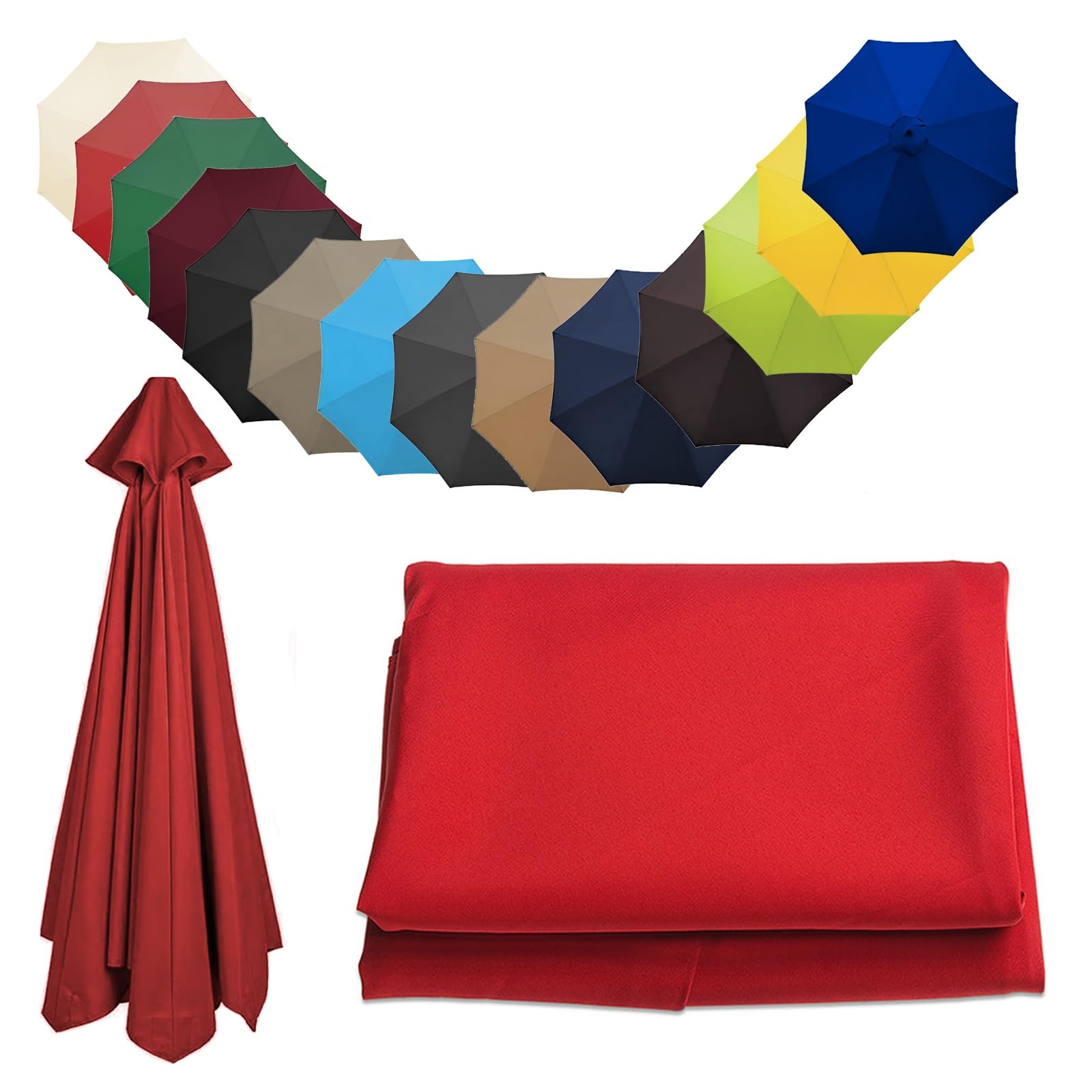 Replacement Parasol Canopy Sun Umbrella Replacement Cloth Replacement Parasol Fabric Cover For Garden Umbrella 2.0 m 2.7 m 3.0 m + 6 Arms/8 Arms(Color:Red,Size:8 ribs-3.0 m(9.8ft))