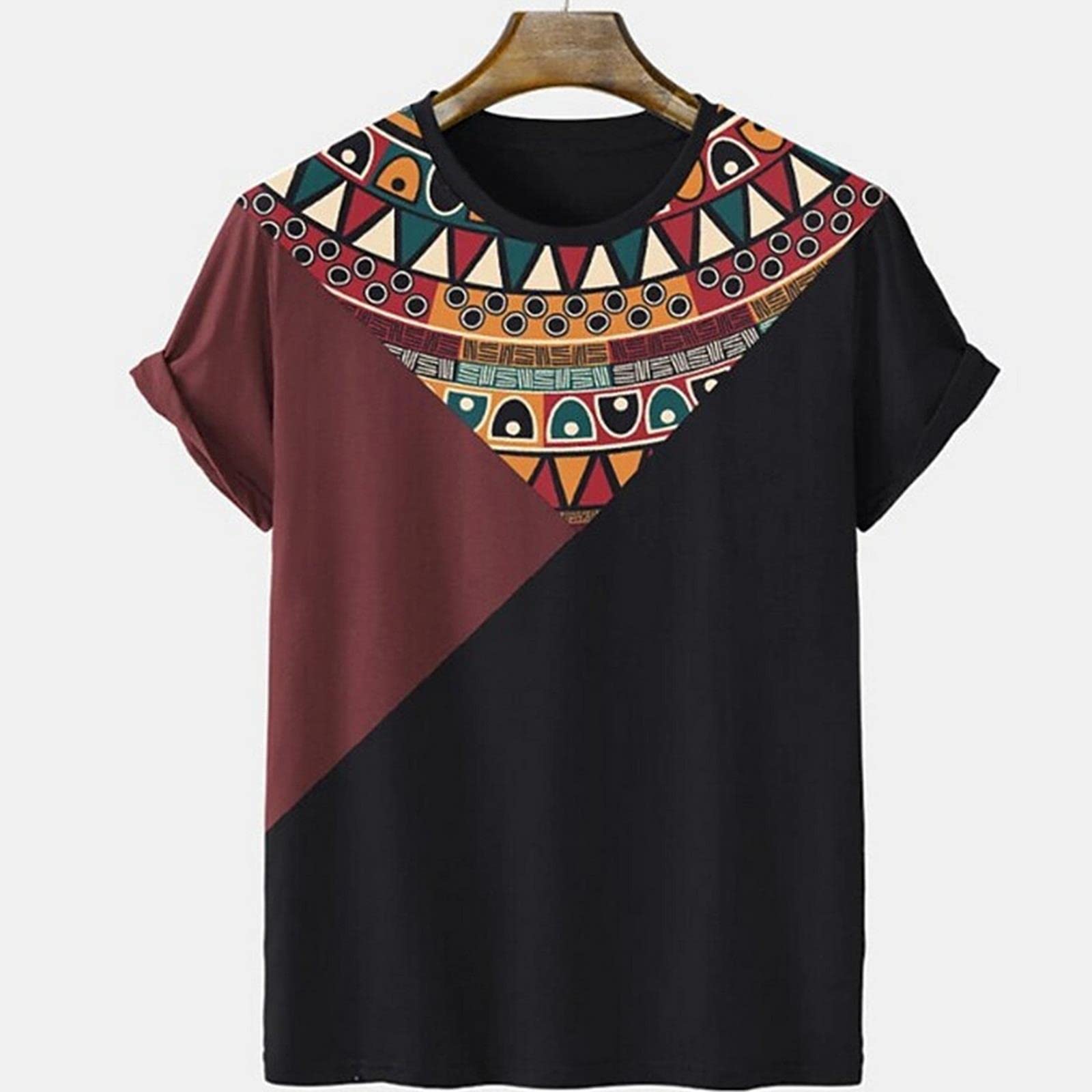 MOGSA T-shirty Letnie Męskie T-shirty Nadruk Krótki Rękaw Casual Oversize Sweter O-Neck Graficzny Luźna koszulka-4, M
