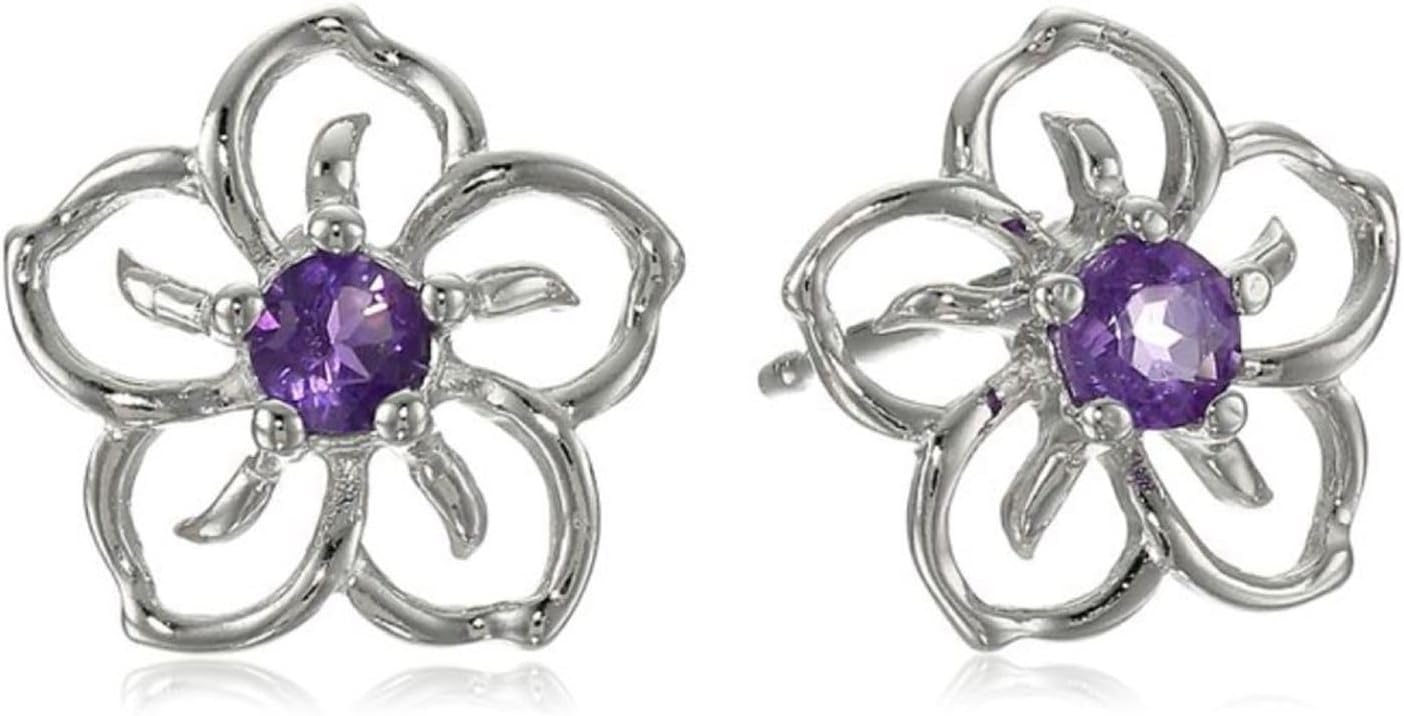 1 Pair Authentic Sterling Silver Stud Earrings Cubic Zirconia Diamond Gemstone Butterfly Flower Hypoallergenic Nickel Free Tarnish Resistant Women Jewelry