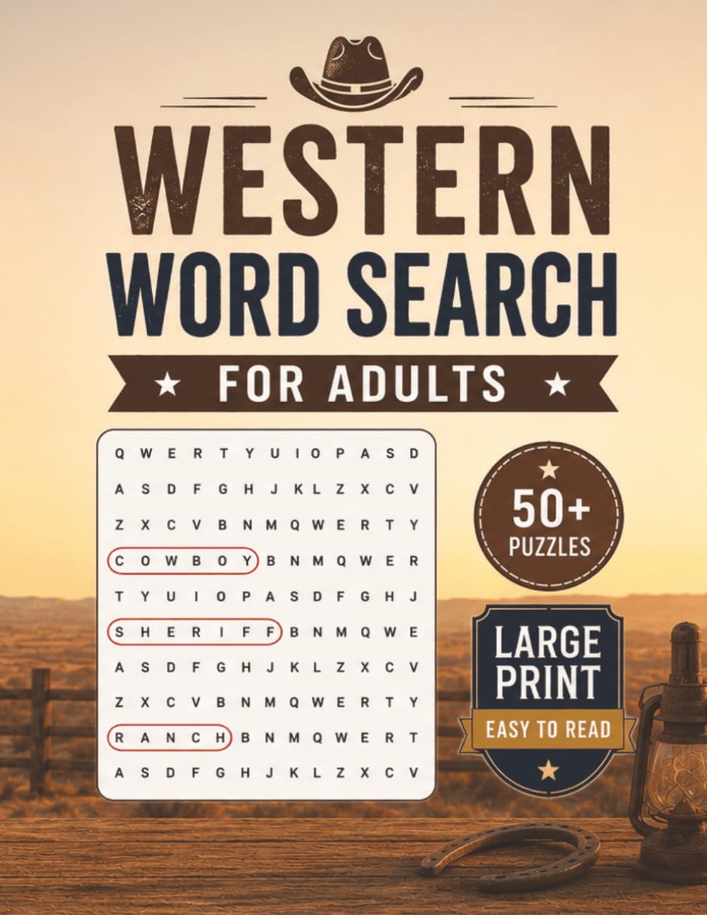 Large Print Western Word Search Puzzle Book For Adults: Word Searches with Large Print about Cowboys, Ranches and the Wild West | 50 Puzzles | Gift for Adults