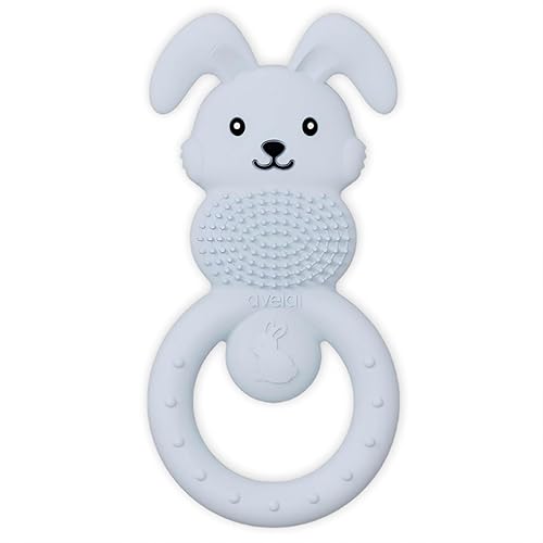 Mordedor de conejo para bebé, cesta de Pascua, juguetes de dentición para bebés de 3 a 6 meses, alivio de la dentición, sin BPA, primera Pascua,