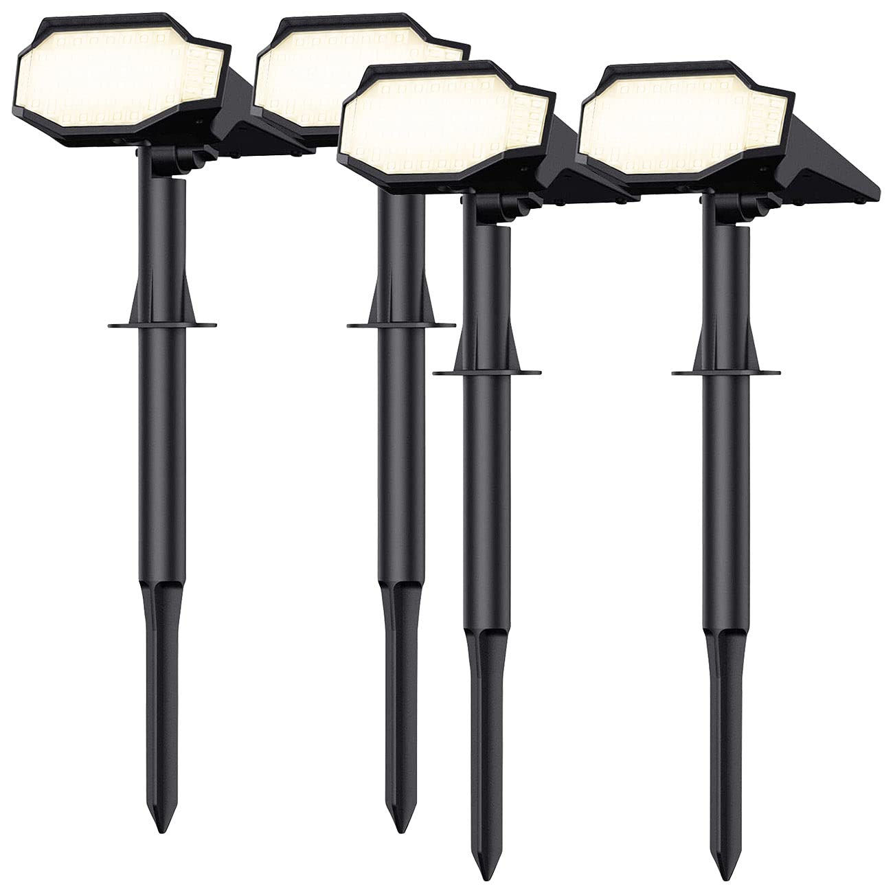 Luminea Solarspot: 4er-Set High-Power-Solar-LED-Gartenspots, 650 lm, IP65, warmweiß (LED Solar Gartenstrahler, Gartenstrahler Erdspieß, Lampe)