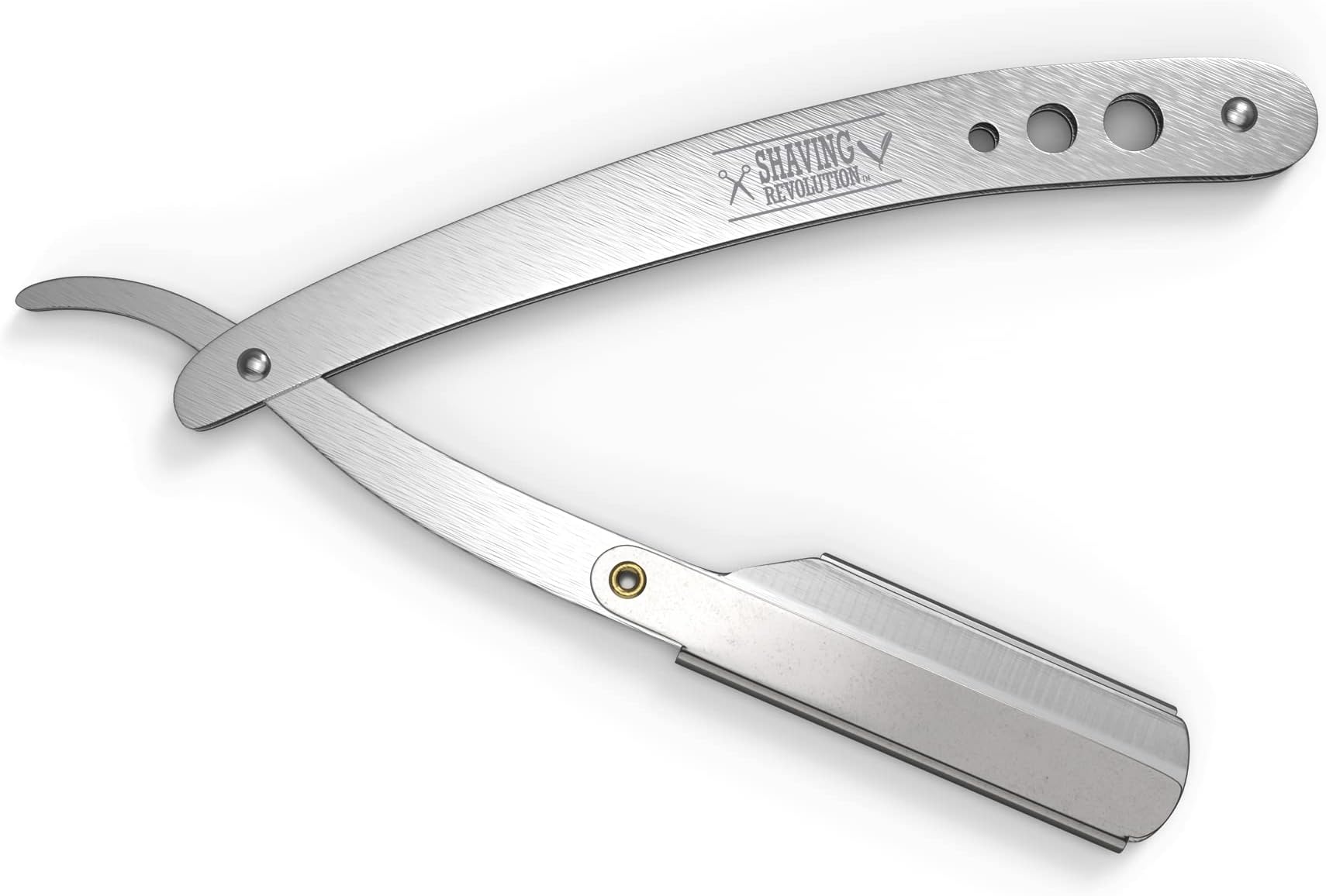 Shaving Revolution Barber Straight Razor - Silver, 100 Blades, Men's Straight Blade Razor Kit