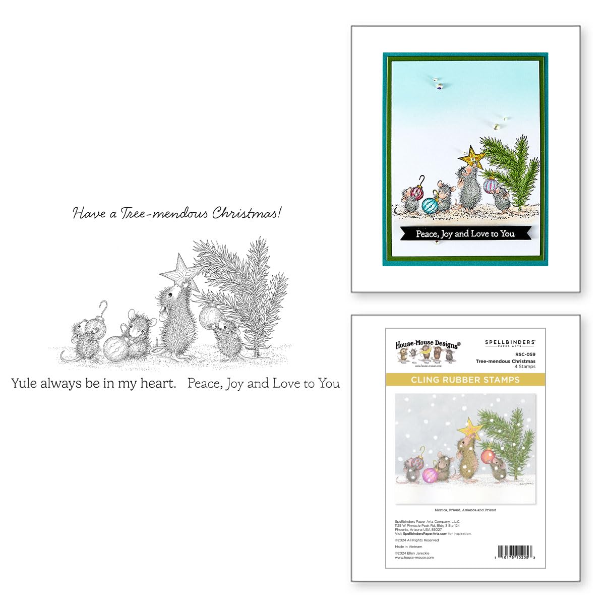 Tree-mendous Christmas Cling Rubber Stamp Set from The House-Mouse Tree-mendous Christmas Collection, Red