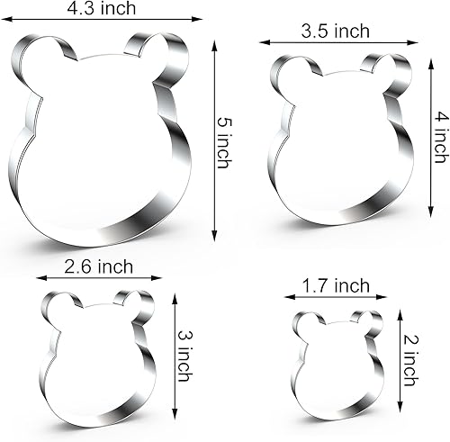 Miniatura 2 de Bear - Juego de cortadores de galletas grandes y pequeños, 5 pulgadas, 4 pulgadas, 3 pulgadas, 2 pulgadas, 4 piezas, acero inoxidable