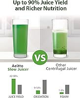 Vista 3 de Aeitto Slow Juicer, Cold Press Juicer, BPA Free Juicer Machines Easy to Clean,Cold Press Juicer with Quiet Motor & Reverse Function, Masticating