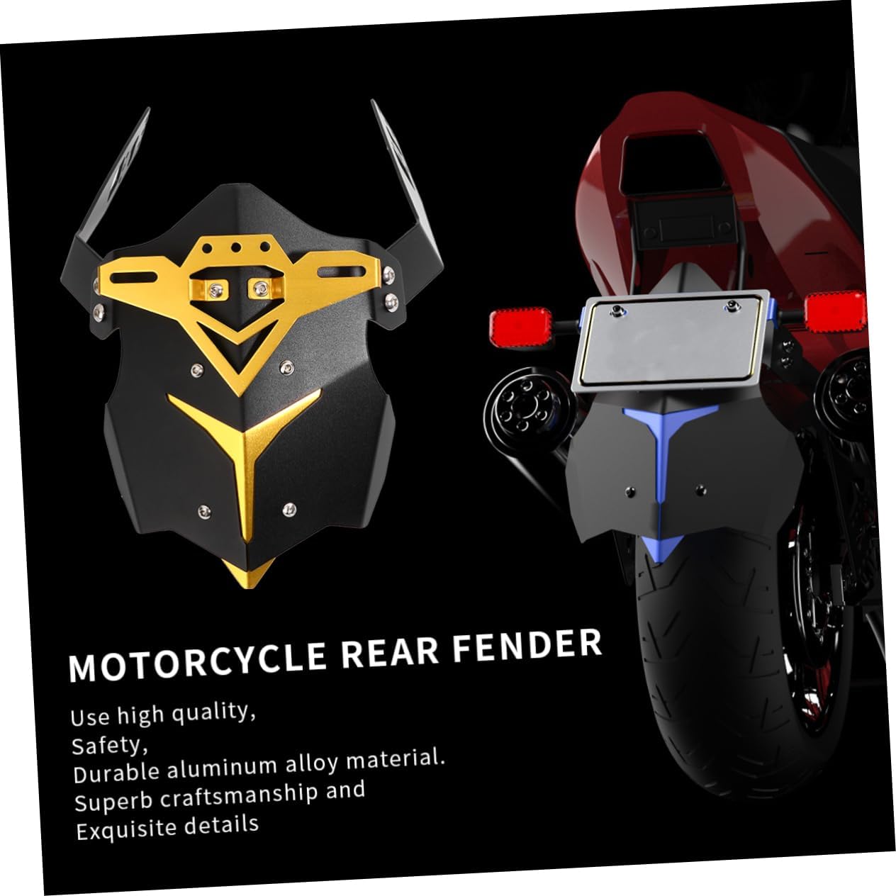 1set Front and Rear Mudguard for Motorcycles Easy to Install Off-Road Accessories Aluminum Alloy Rear Splash Guard Gold Essential for Riding Rain and Mud