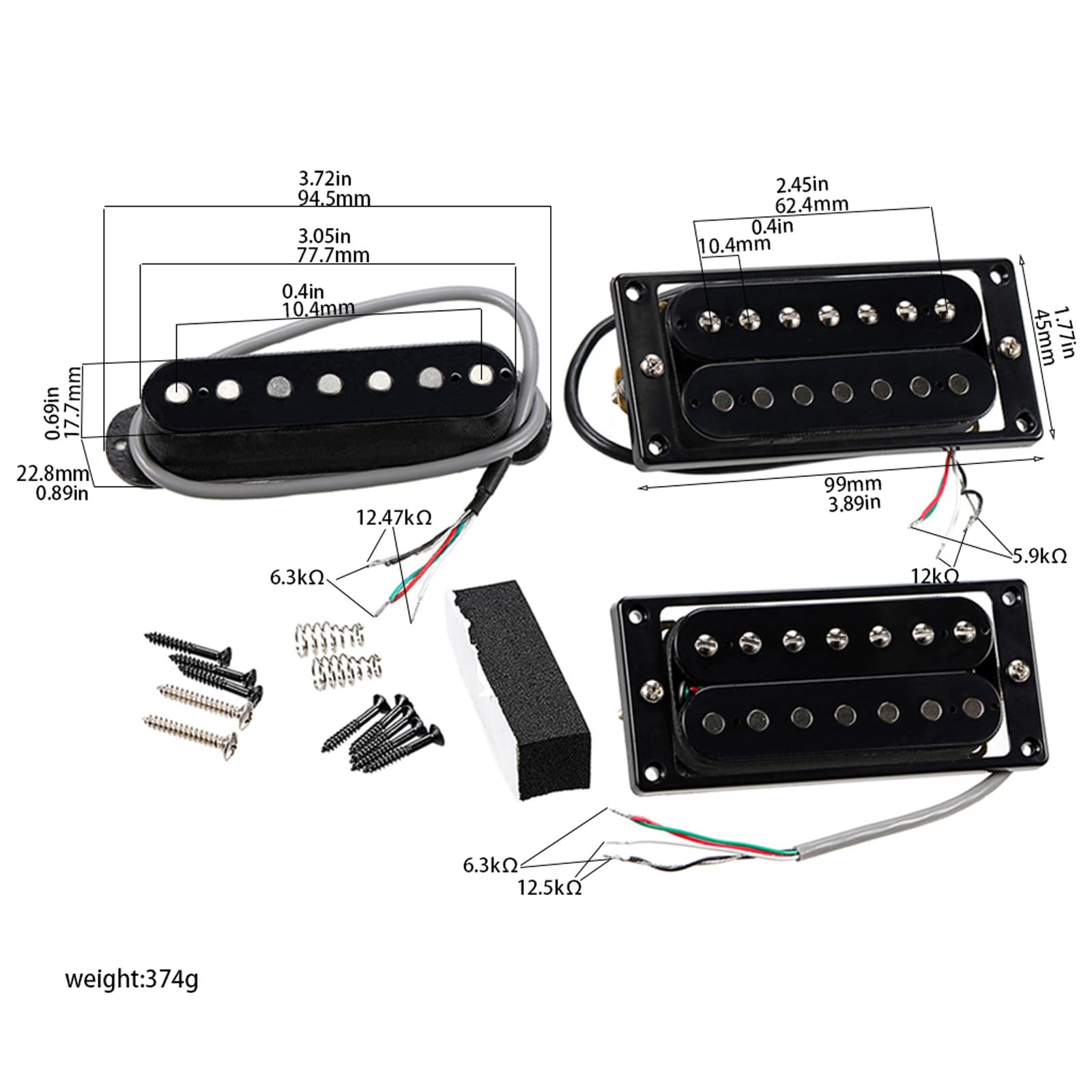 Set di pickup per chitarra a 7 corde con riduzione del rumore migliorata e compatibilità universale per musicisti professionisti
