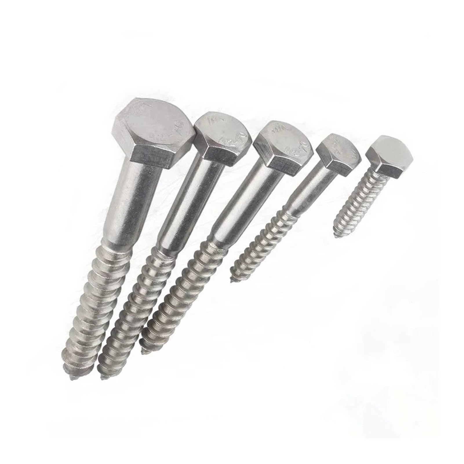 Hex Head Self-Tapping Wood Screws M8-M12 Stainless Steel | Hex drive, wood fix, outdoor use, rust-proof(M8x100-5pcs)