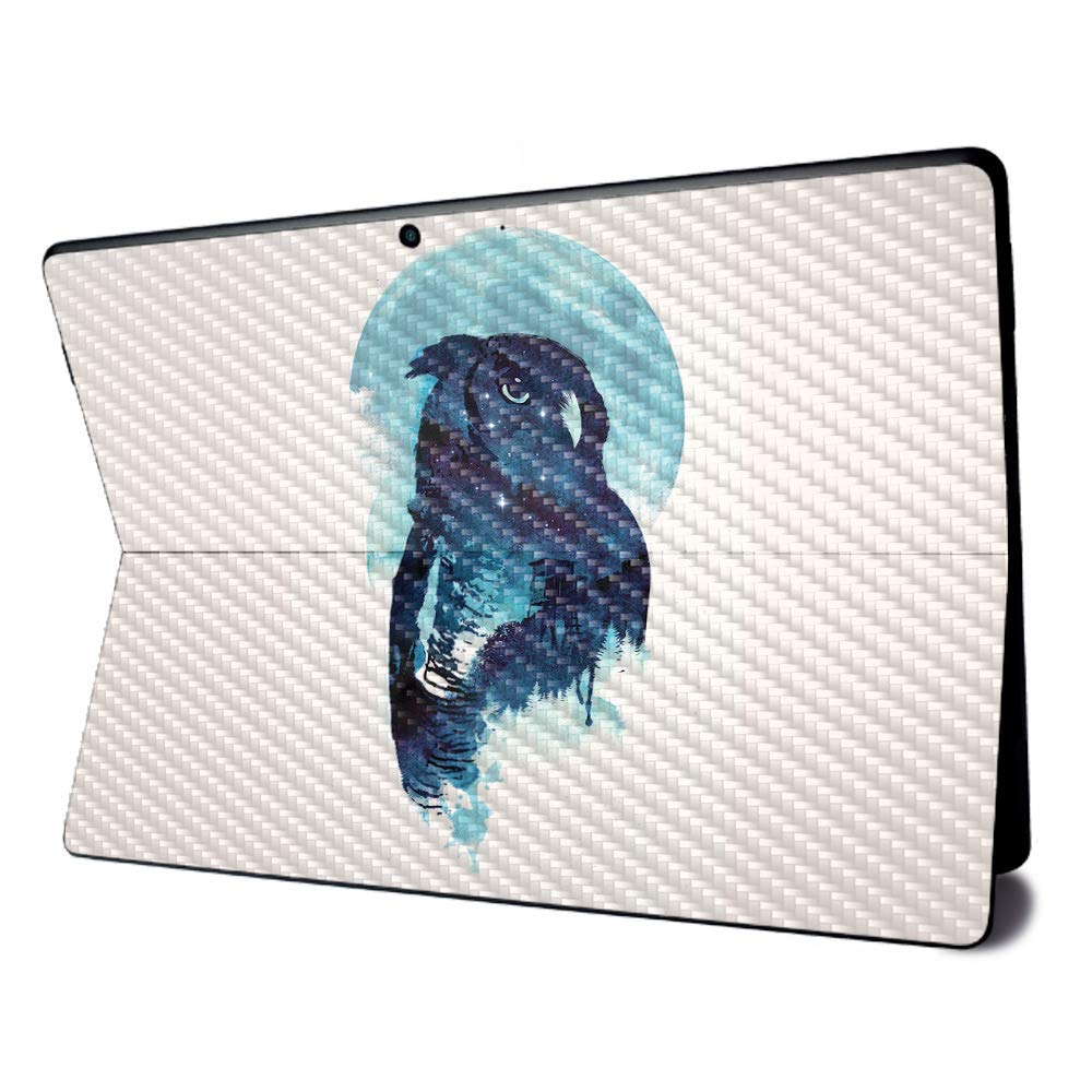 MightySkins Carbon Fiber Skin for Microsoft Surface Pro X - Midnight Owl | Textured Carbon Fiber Finish | Easy to Apply, Remove, and Change Styles | Made in The USA