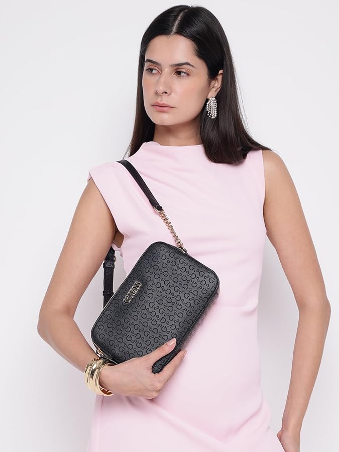 GUESS Factory Zakaria Debossed Logo Double-Zip Crossbody: Handbags