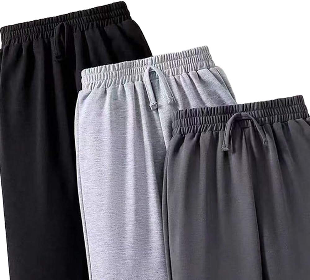 Nivne Tco Tween Boys 3 Pack Sweatpants Elastic Waistband Pants with Rope Decor Kids Casual Jogger Trousers - Image 3
