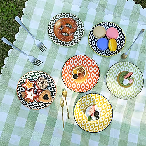 Miicol Colorful Ceramic Appetizer Plates, 6 Inch Porcelain Dessert Plates, Small Serving Plates For Salad Sushi Fruit, And Pasta, Set Of 6 #TOP4