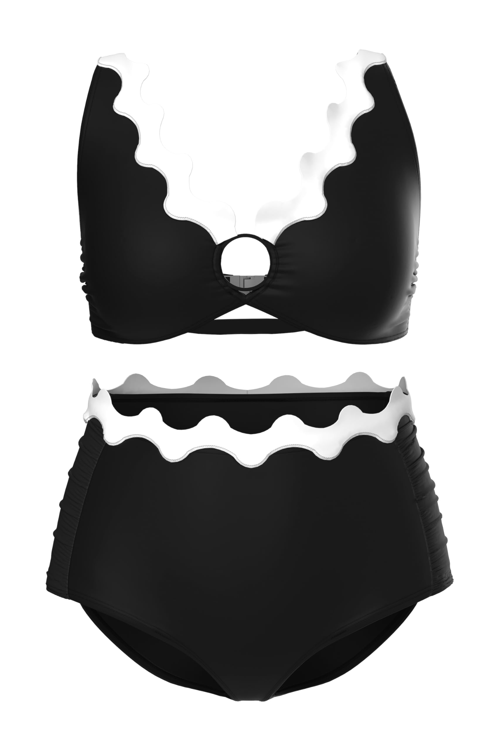 Ulla Popken Damen große Größen Übergrößen Plus Size Bikini, Wellenkanten, Softcups, Träger verstellbar, recycelt 846738