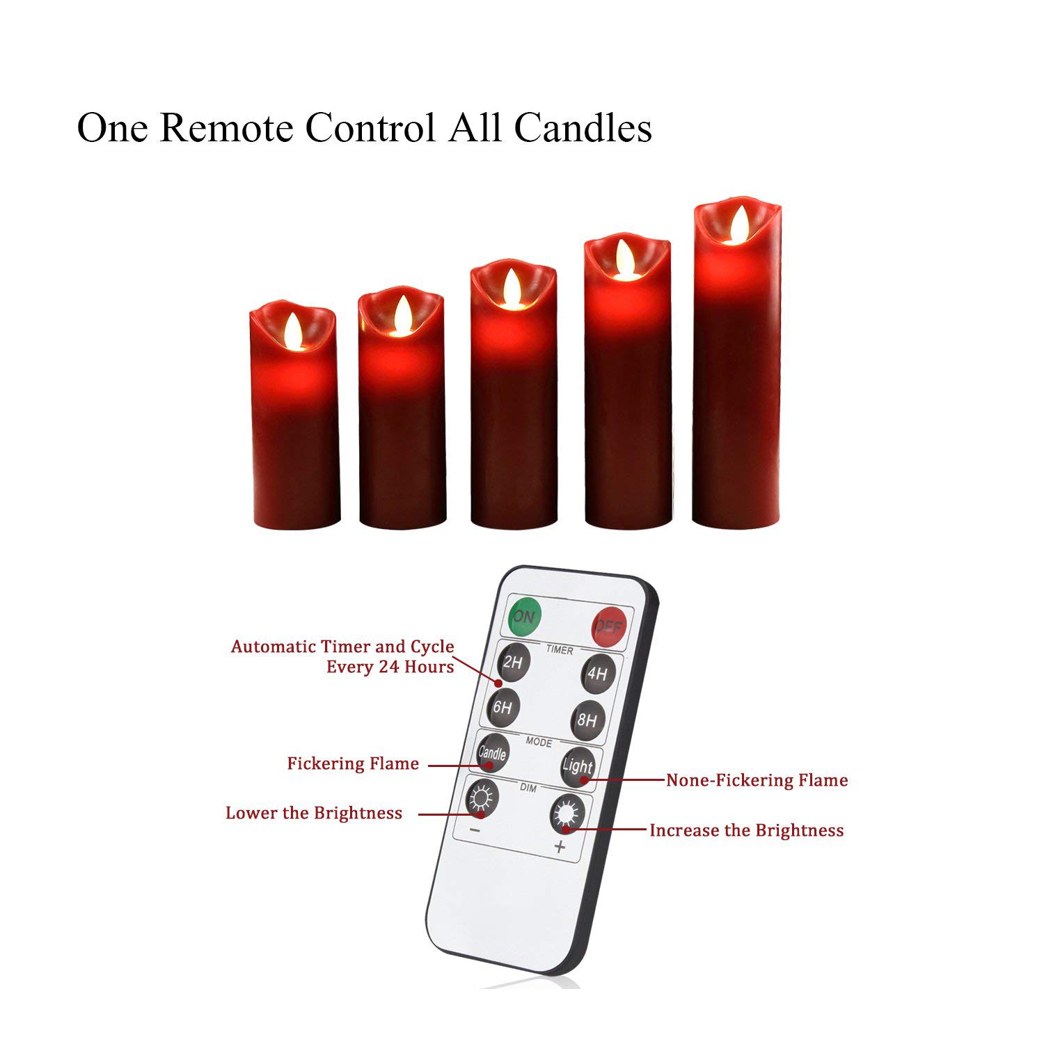 Flameless Candles Battery Operated Candles 5" 6" 7" 8" 9" Set of 5