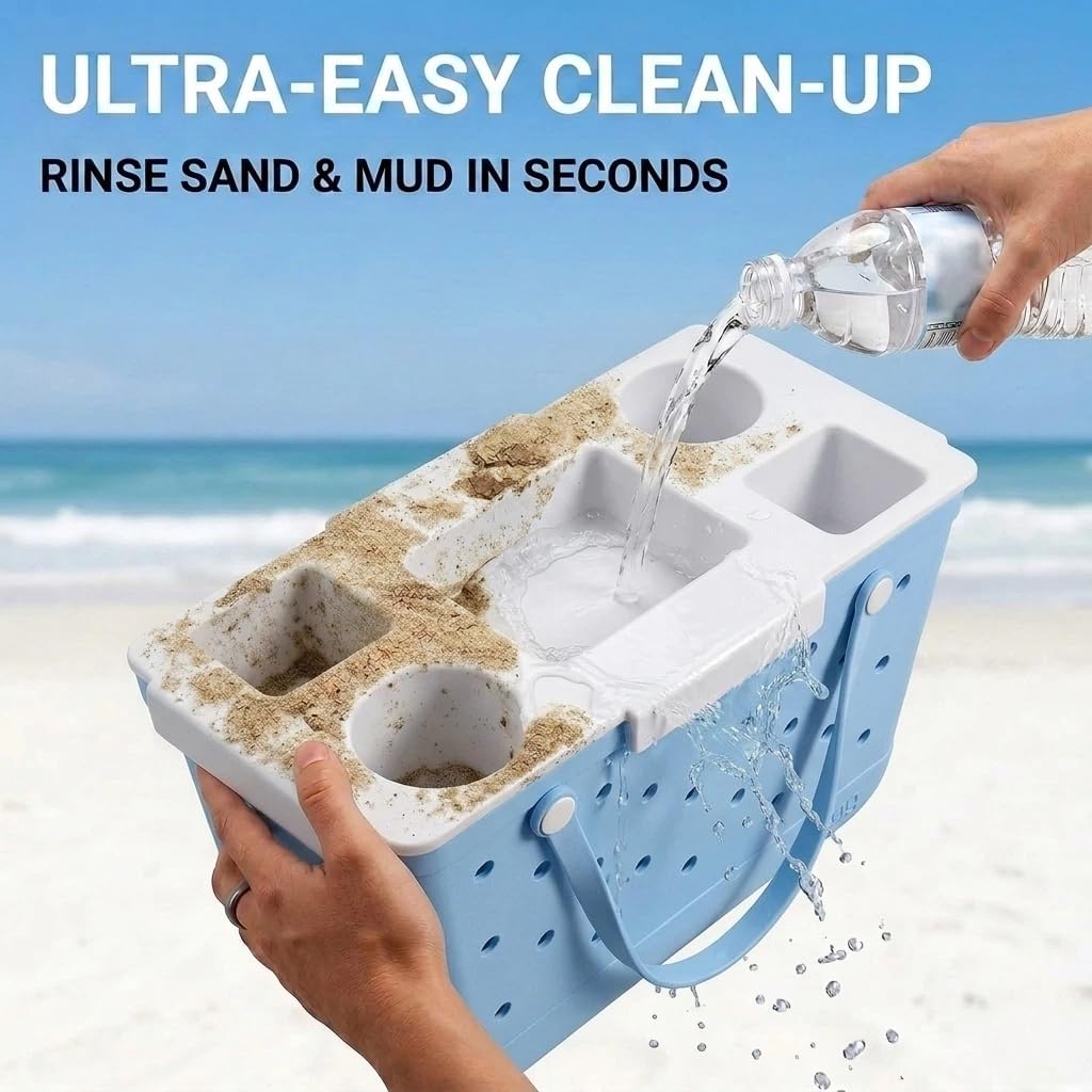 Topper Tray for Bogg Bag X-Large - Durable EVA Top Storage Lid & Cup Holder - Large Removable Tote Insert Divider and Organizer for Snack, Drinks - Beach, Pool, Travel Essentials (White)