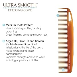 Cricket Ultra Smooth Dressing Comb - Anti-Frizz Hair Comb with Argan & Olive Oils, Keratin Protein Infusion, Medium Tooth Design for Styling, Cutting & Daily Grooming