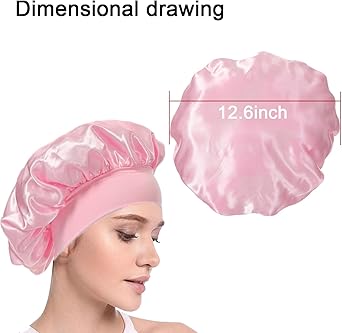 Satin-Schlafhaube Für Frauen – Extra Groß, Elastisch, Mit Aufbewahrungsbeutel, Rosa