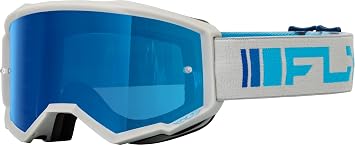 Fly Racing Zone Adult Goggle Silver/Blue with Blue Mirror/Smoke Lens, Adult