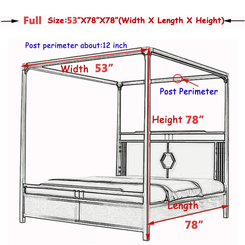 Solid Wine Princess 4 Corner Post Bed Canopy Curtain Canopy for Girls Boys Bed Adult Bedroom for Twin/Full/Queen/King Size Bed Decoration (Solid Wine, Full)