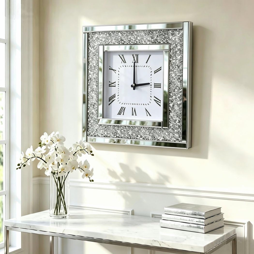 Amazon.com: DMDFIRST Silver Square Mirror Clock 20x20inches