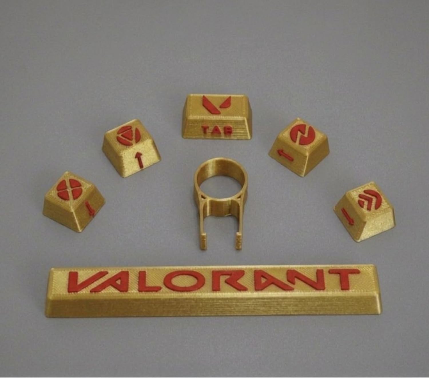 VIKSON INTERNATIONAL Gold Color Set of 6 VALORANT themed Gaming double shot PBT Keycaps for Cherry MX, Gateron, Ducky, Durock, TTC, Kailh, Outemu, Akko, switches & All Standadard Mechanical Keyboards.-image-6