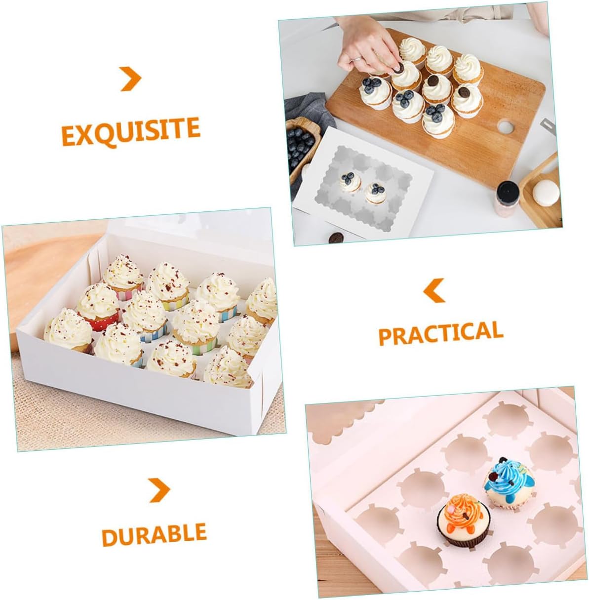 10pcs Window Design Paper Bakery Muffin Cake Boxes White Cardboard Cupcake Packaging Box for Bakery Dessert Transport and Storage
