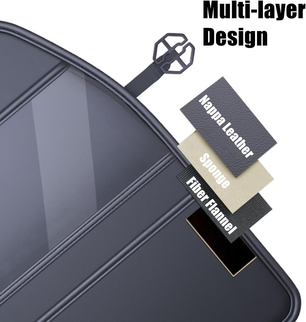 2 Pack Seat Back Protector - Leather Kick Mat with Storage Pockets, Front & Back Seat Cover for Kids -Large Capacity Car Seat Organizers and Storage for Child, Splashproof & Easy Clean