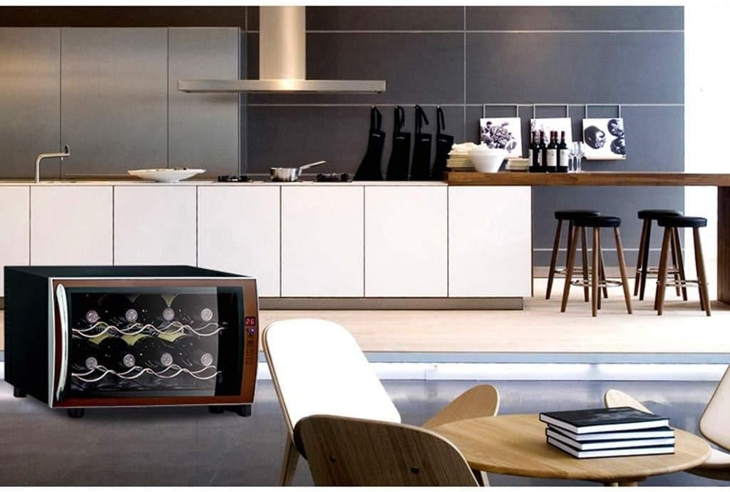 Wine Silent 8 Bottle Wine Refrigerator - Freestanding Touchscreen Wine Cooler Small thermoelectric Wine Cooler - Red Wine Constant Temperature and Huty Intelligent Electronic chip