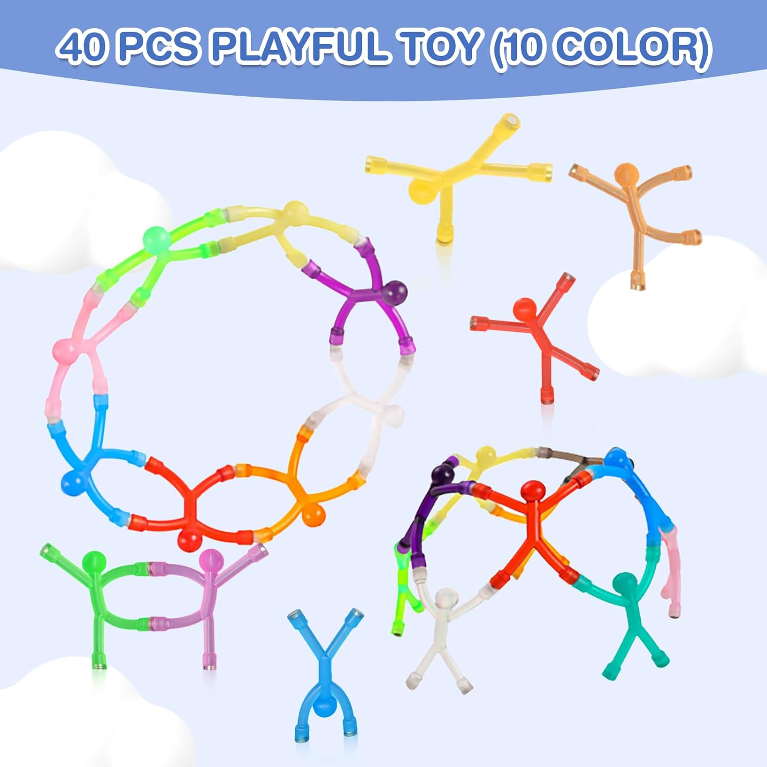 40 Pcs Magnet Men Fridge Magnets Colorful Magnetic Men Fidget Toys Humanoid Magnetic Toys Refrigerator Magnet Set Cute Rubber Magnets Men for Refrigerator Door Office Fun Decoration