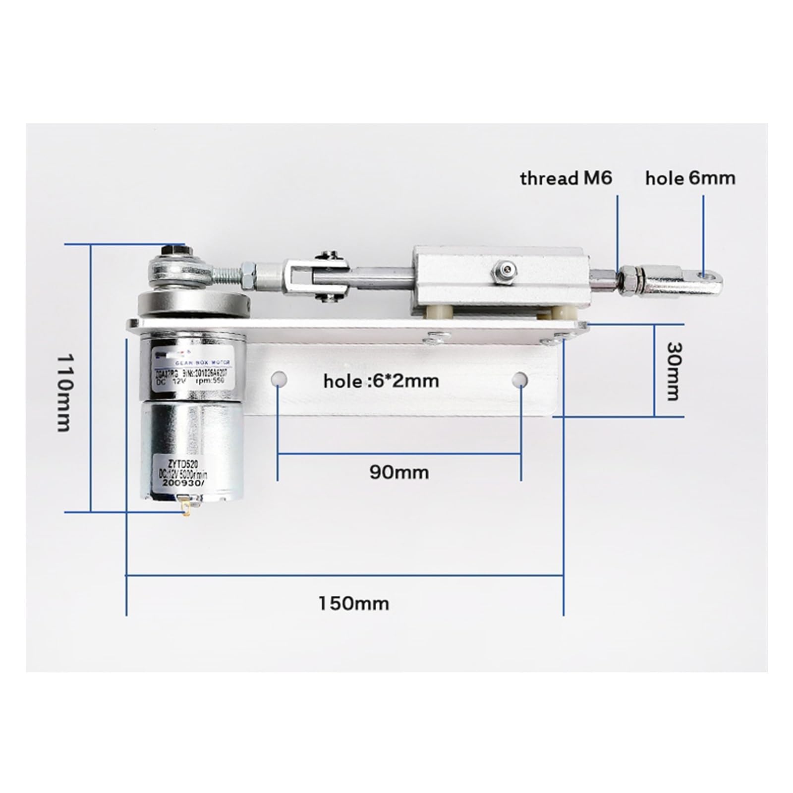 Mini attuatore lineare a ciclo alternativo DC 12V 15/20/25/30mm corsa con regolatore di velocità piccolo motore telescopico 10~1000 giri/min,Impiego pesante(1000 RPM)