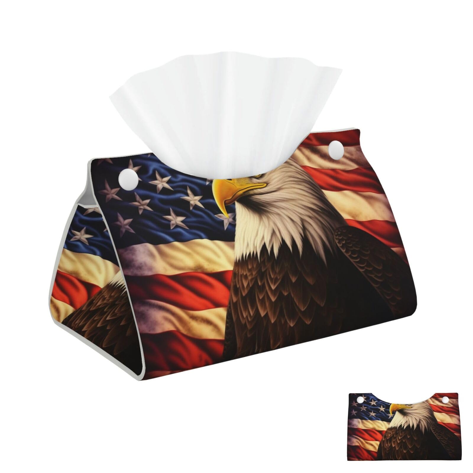 Flag and Eagle Tissue Box Cover Square Cube Boxes