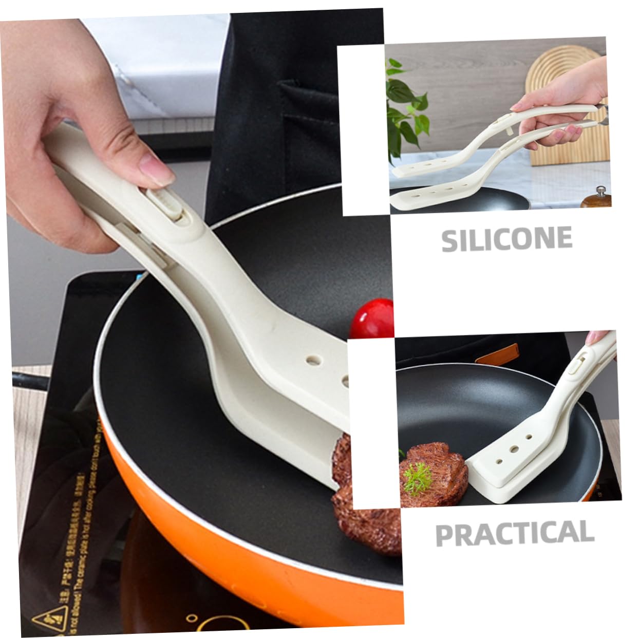PRETYZOOM 5stücke Silicone Spatula Aus Hitzebeständigem Silikon Küchenzange Und Pfannenwender Rutschfester Griff Zum Grillen Braten Von Steaks Und Servieren Von Lebensmitteln