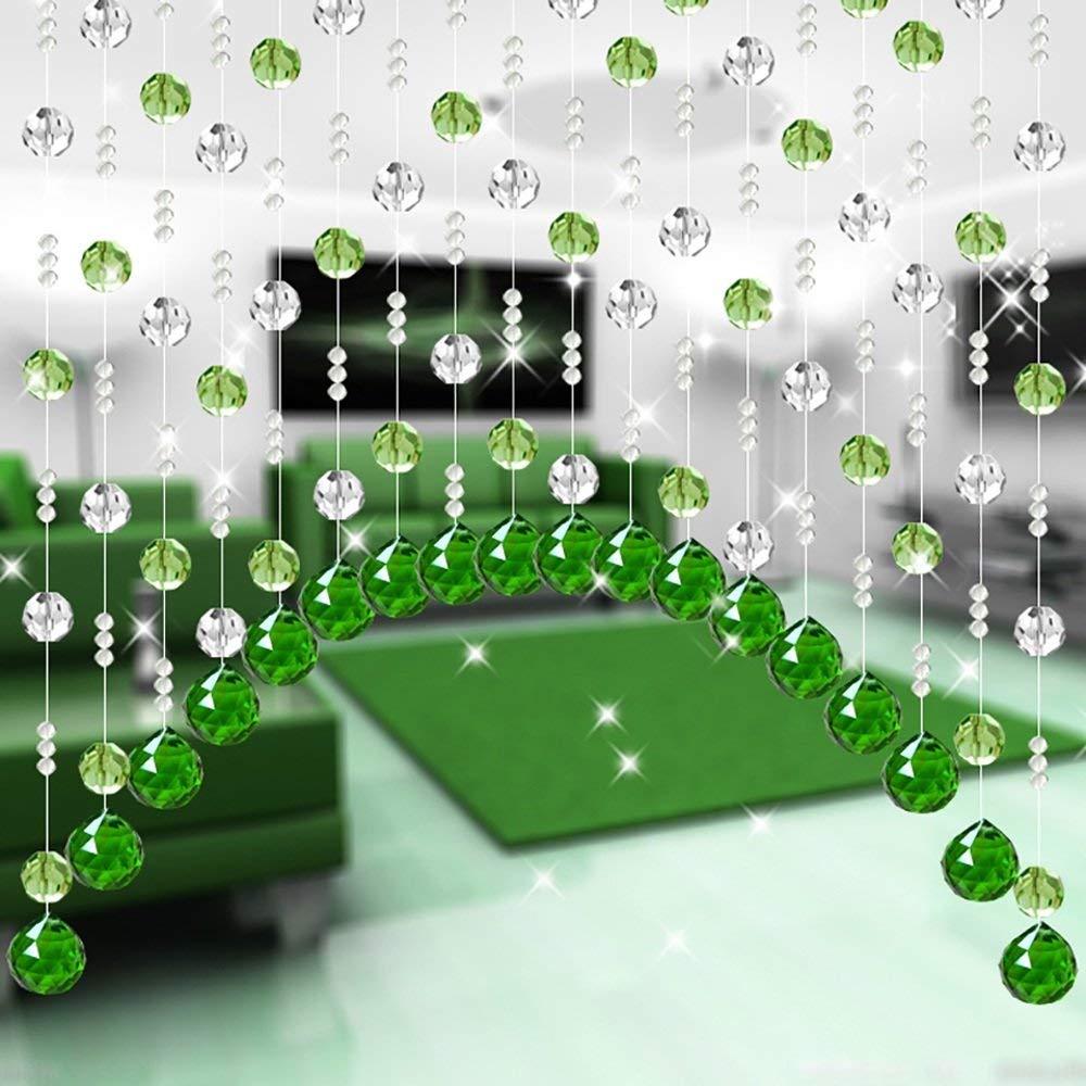 Rideaux perlés pour couper l'entrée visuelle - Rideau de perles en verre vert sur mesure