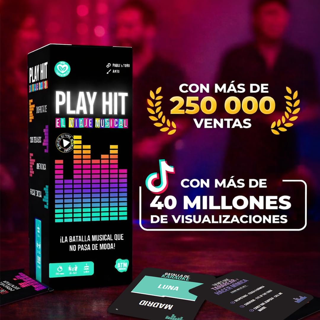 Play Hit - Juegos de Mesa para Adultos, Amigos y Familia - Ideal para Reuniones y Fiestas con Buen Tiempo - Música en Español
