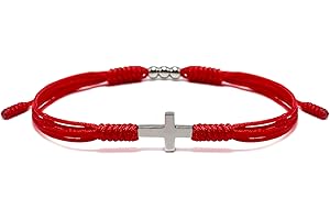 Men's Catholic Bracelet: Red Religious Cross String of Fate