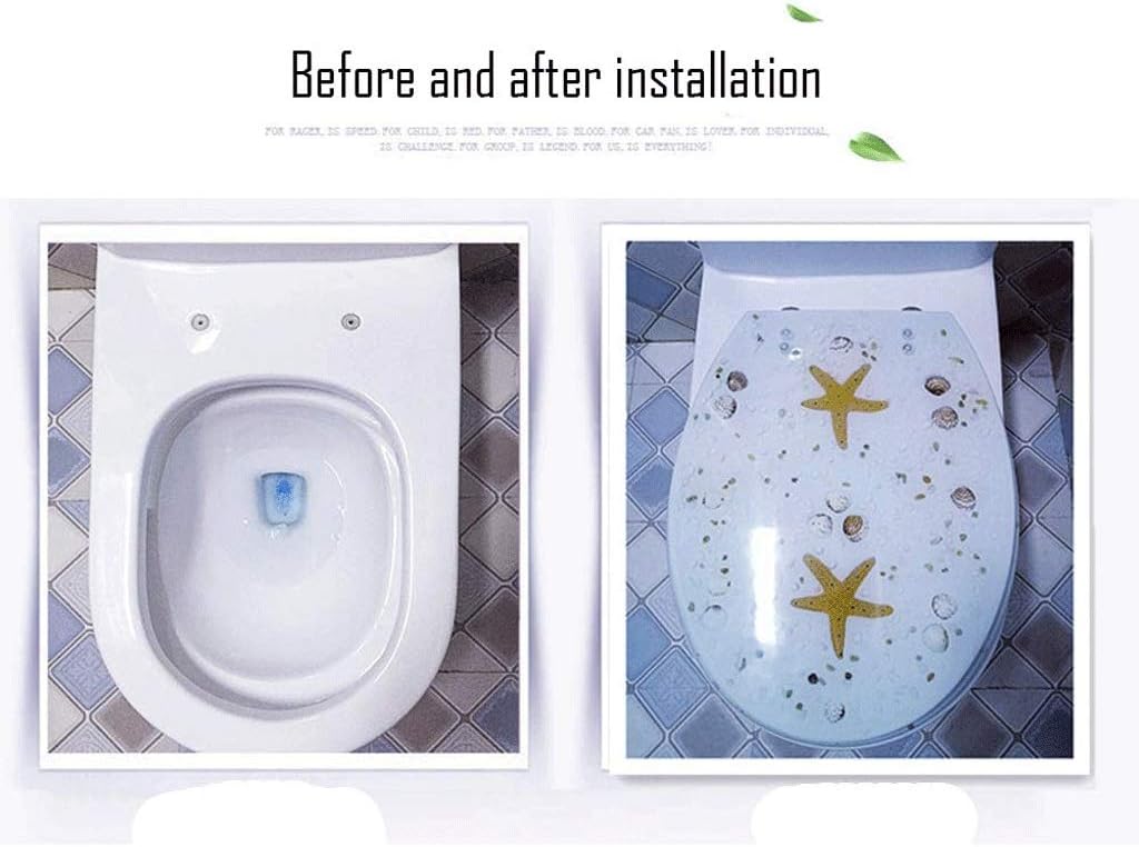 Close Resin Toilet Seat with Cover, 3D Effects Heavy Duty Lid, Starfish, Real Seashells and Sands for U/V/O Type