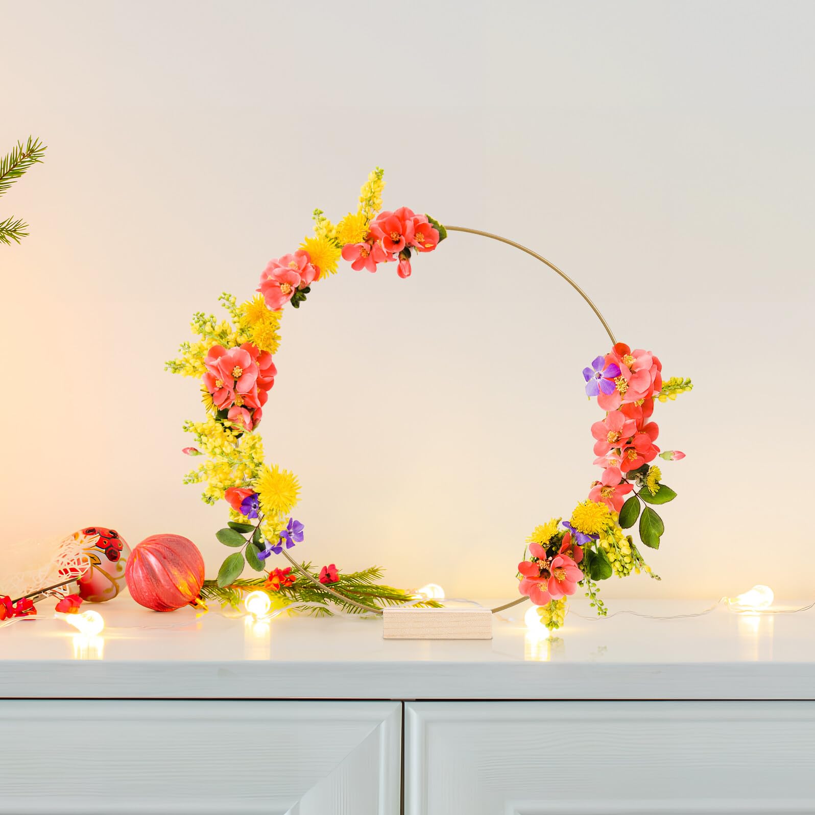 Healifty Aros de Macramé para Manualidades 30 Cm con Base de Madera y Metal, 10 Piezas, Anillos Artesanales para Centro de Mesa, Decoración de Bodas y Eventos