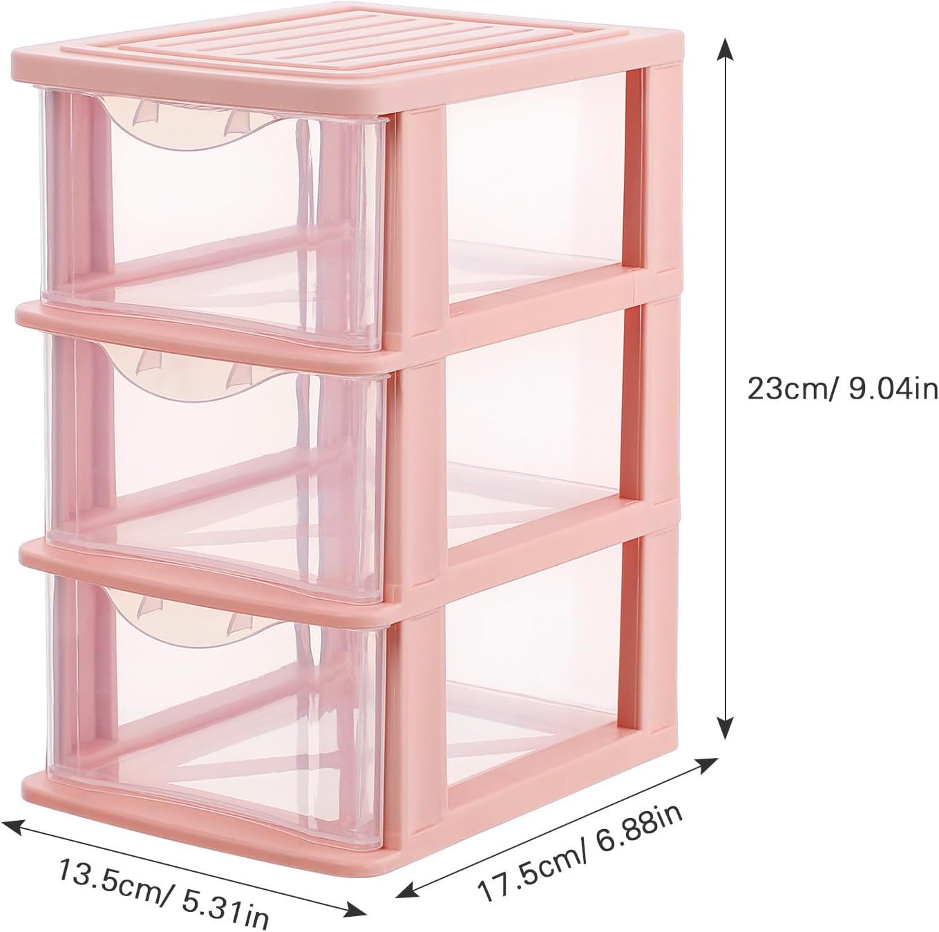 ULTECHNOVO Desktop Storage Box with 3-layer Drawer Organizer for Makeup and Skin Products, Pink Pp Plastic Cosmetic Holder with Convenient Multi-layer Design for Home and Office Use