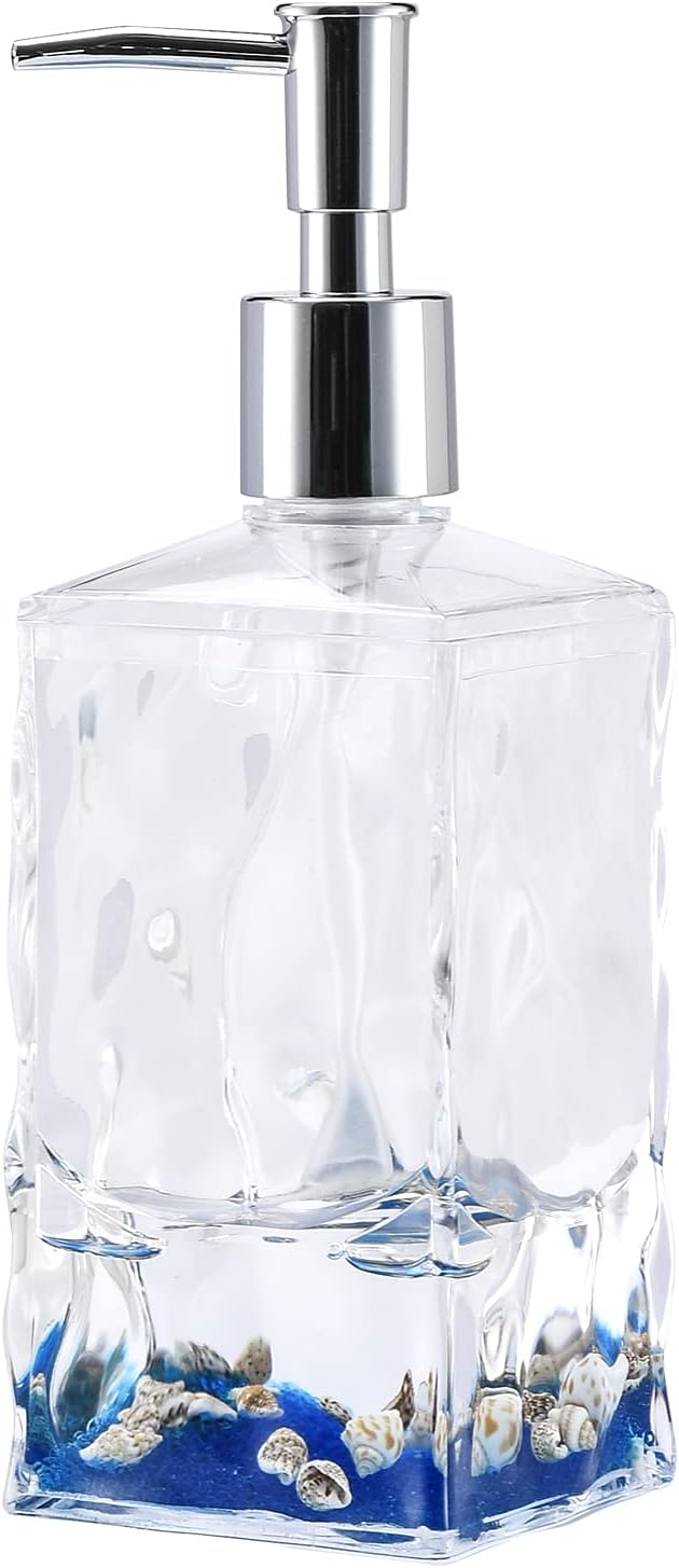 Acrylic Liquid 3D Floating Motion Bathroom Kitchen Vanity Accessory Soap Lotion Dispenser Oceam Theme Shell