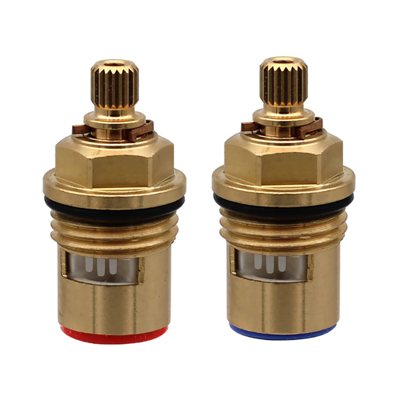tap Cartridge， Tap Cartridges Replacement Ceramic Disc Valves Quarter Turn Inserts Glands 1/2" X 20 Spline(Red+Blue)