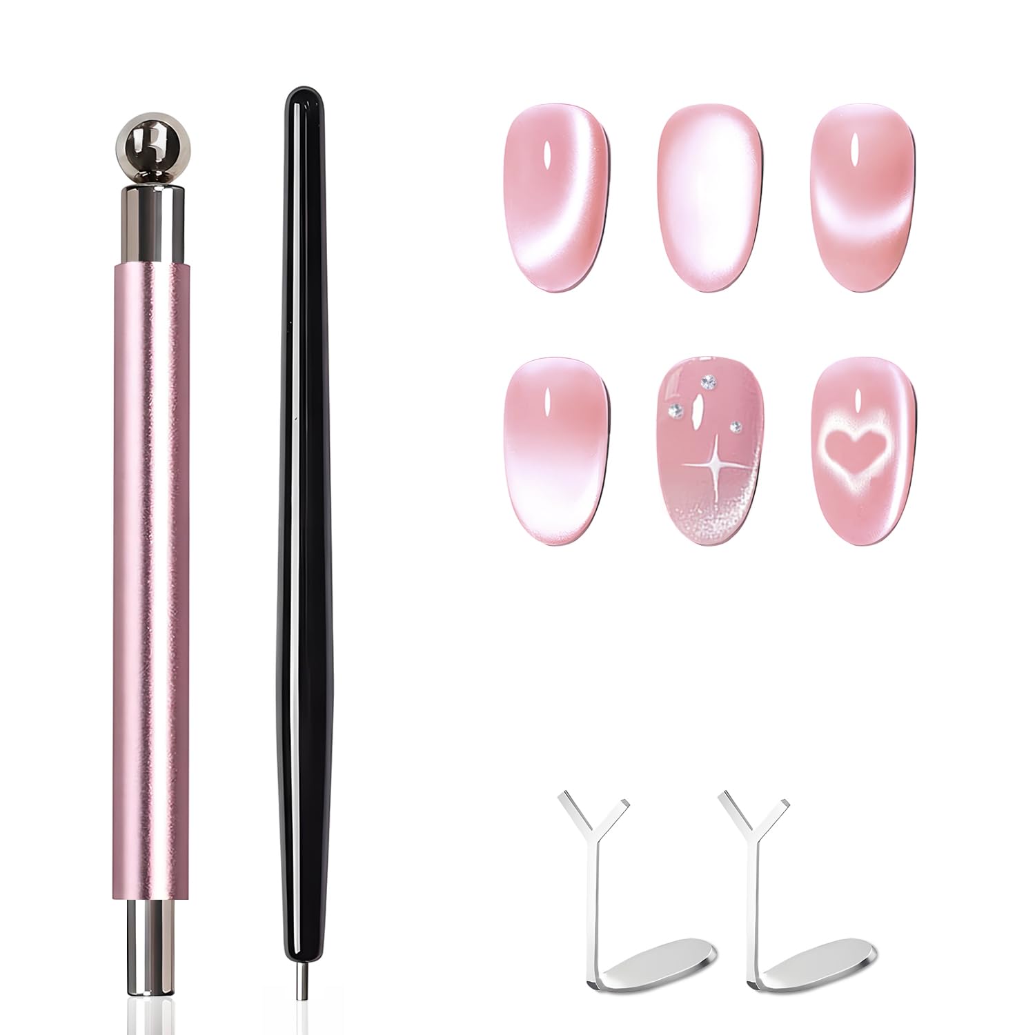 4-Piece Cat Eye Magnet Set Black Bead-Attracting Nail Magnet Pen Heart-Shaped Magnet for Nails Nail Magnets for Nail