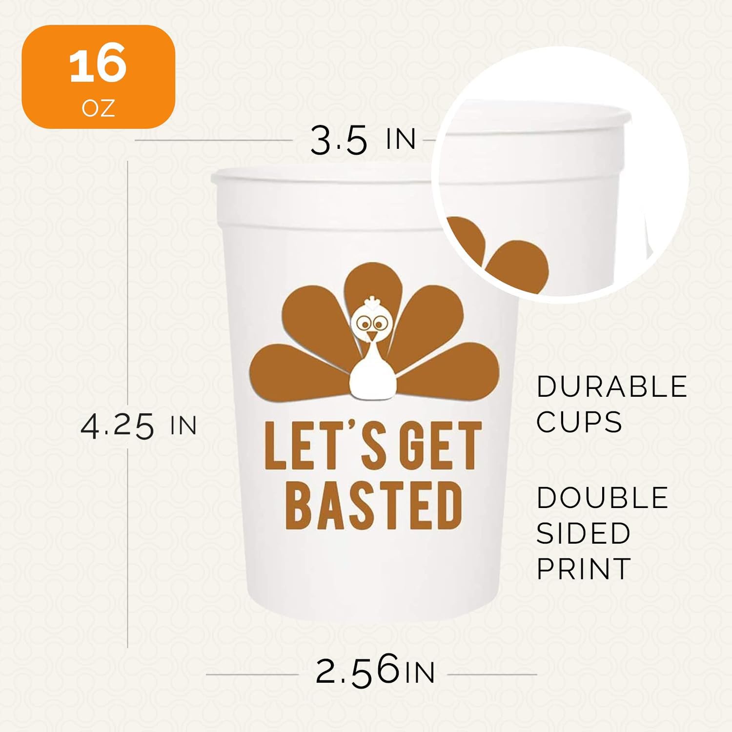 Your Dream Party Shop Thanksgiving Cups, Let's Get Basted,12 Pcs Friendsgiving Cups, 16 oz Thanksgiving Plastic Cups, Thanksgiving Cups Plastic, Funny Thanksgiving Cups, Friendsgiving Decorations