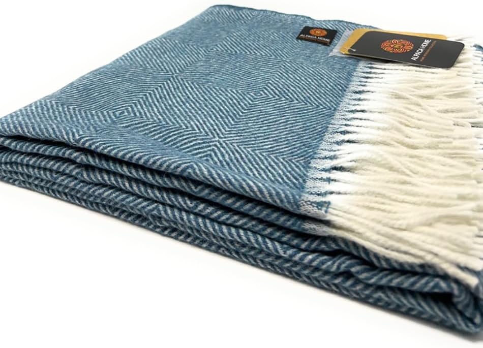 | Dynasty Throw Blanket | 100% Pure Baby Alpaca Wool • Hypoallergenic, Soft & Cozy • Ethically Sourced | Softer & Warmer Than Wool (Boardwalk)