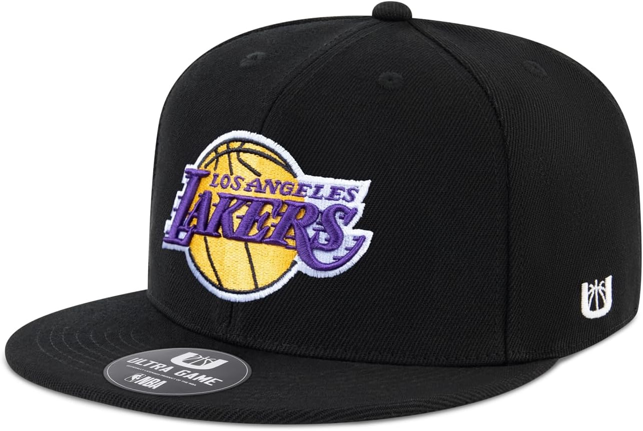 Ultra Game Men NBA Official Twill Snap Back Ultimate Black Baseball Cap Hat