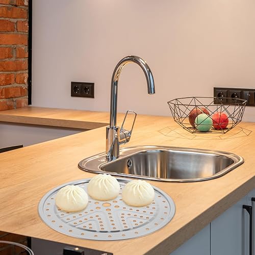 Miniatura 8 de Hemoton Bandeja de vapor de acero inoxidable de 11.8 pulgadas, placa de vapor plana para olla a presión, vaporizador de cocina para cocinar de grado