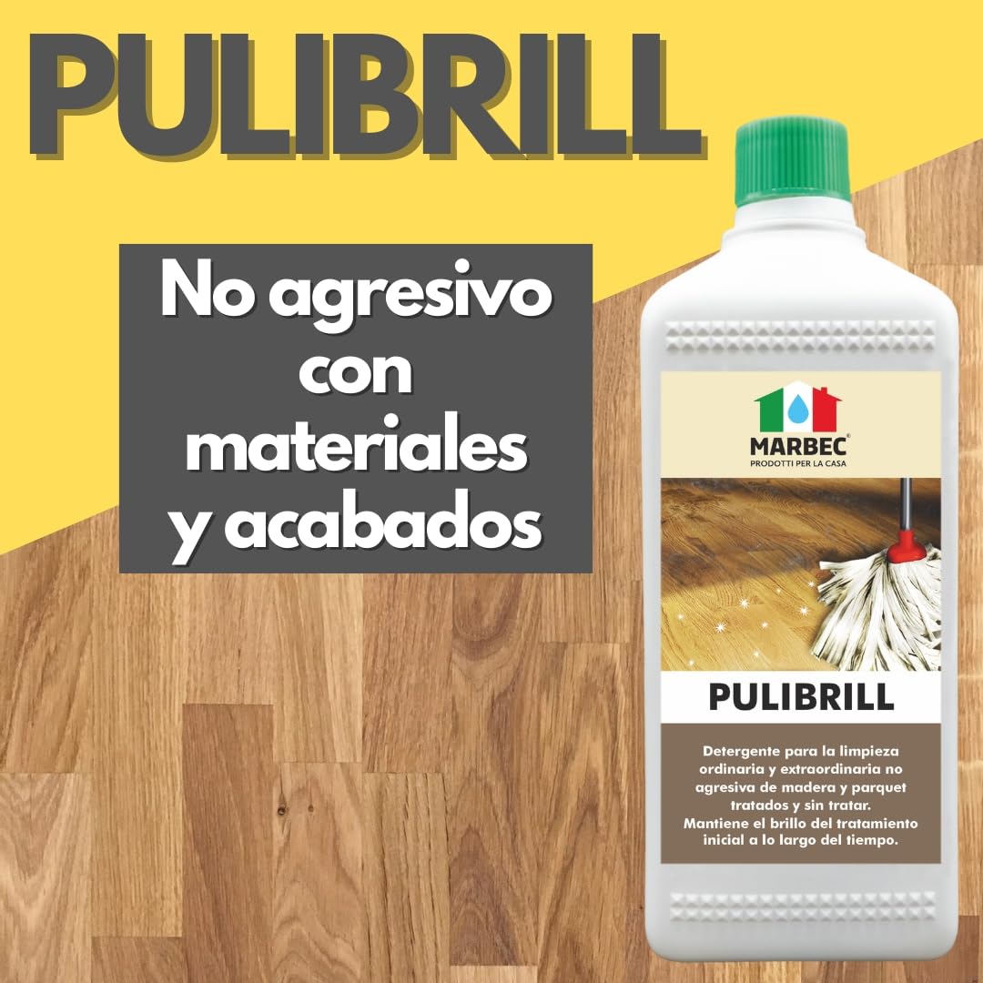 MARBEC PULIBRILL 1LTX6UDS Detergente concentrado específico para suelos de madera y parquet