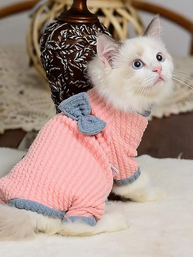 Miniatura 5 de Ropa de gatos sin pelo de algodón suéter camisa transpirable otoño invierno cálido ropa de gato cuello alto chaleco ropa para esfinge, rex de