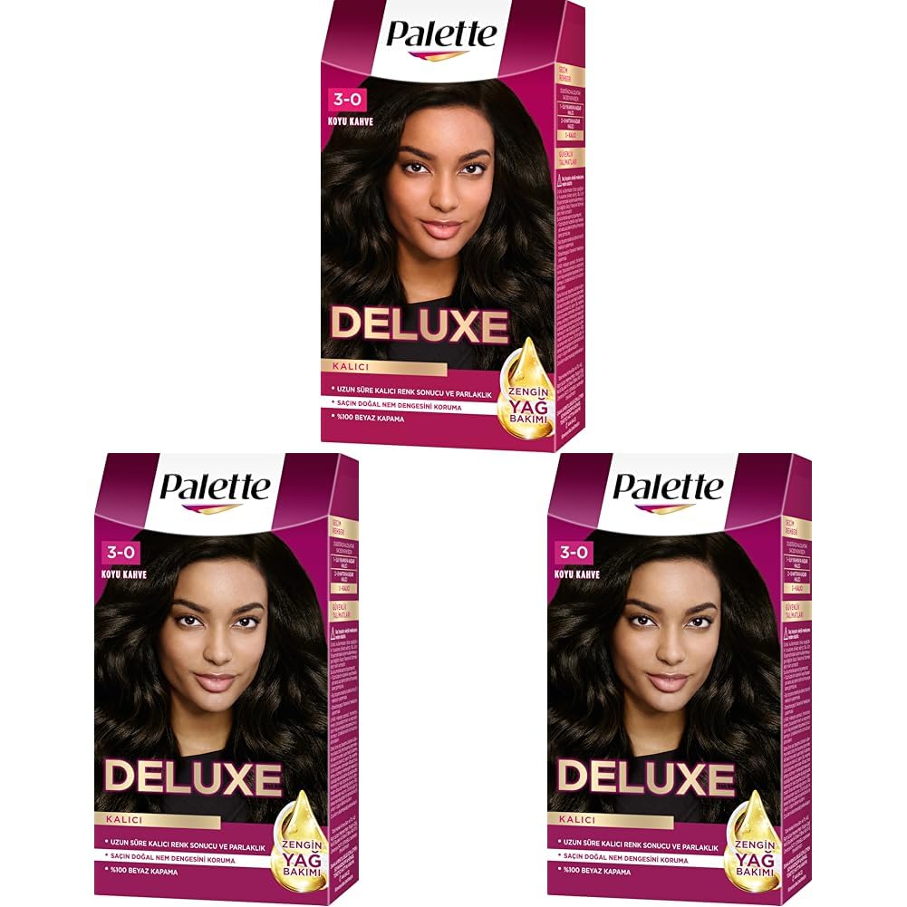 Palette Deluxe 3-0 Koyu Kahve 50 Saç Boyası (3 paketi)
