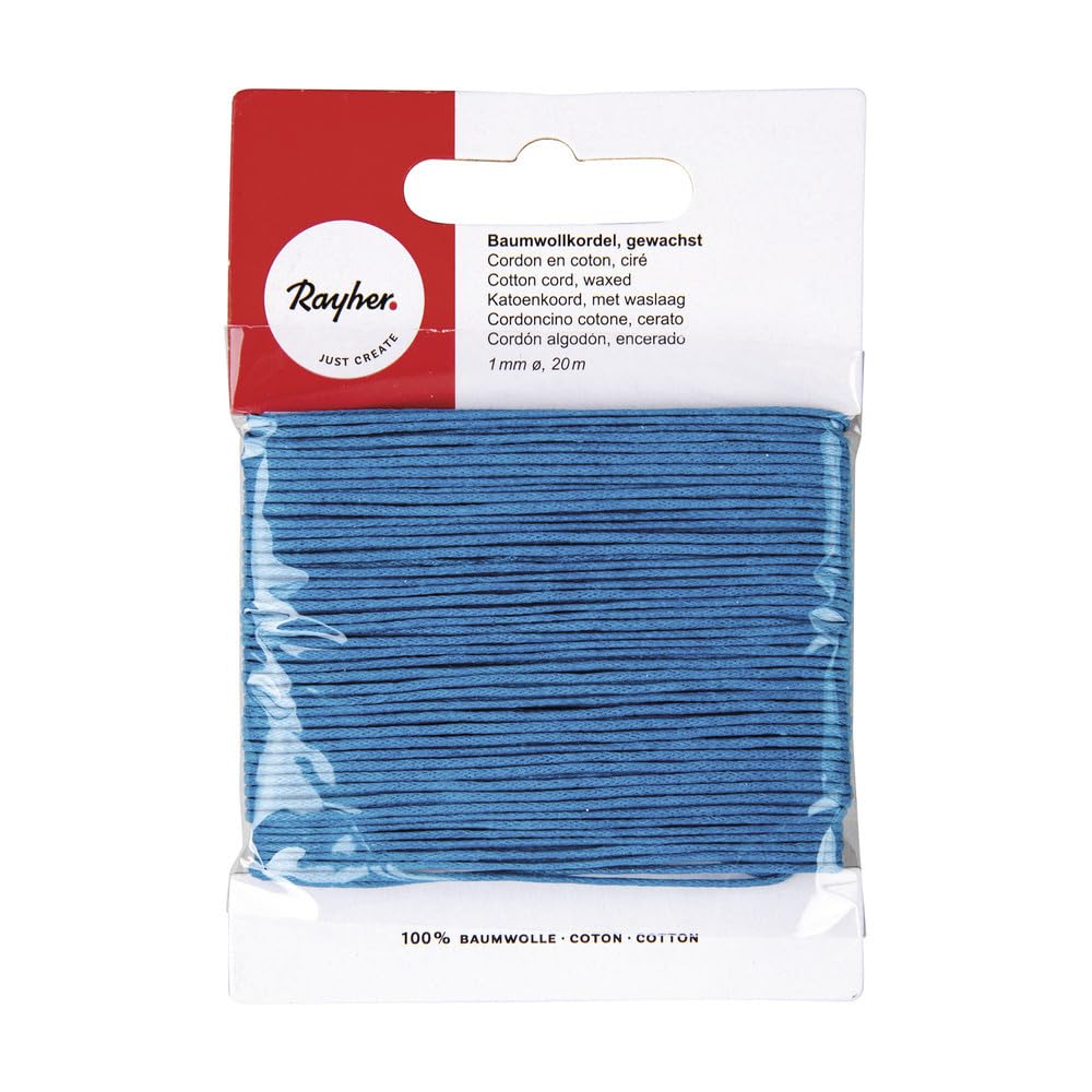 Rayher 5169107 Cord, Turquoise, Waxed Diameter 1 mm - 20 m